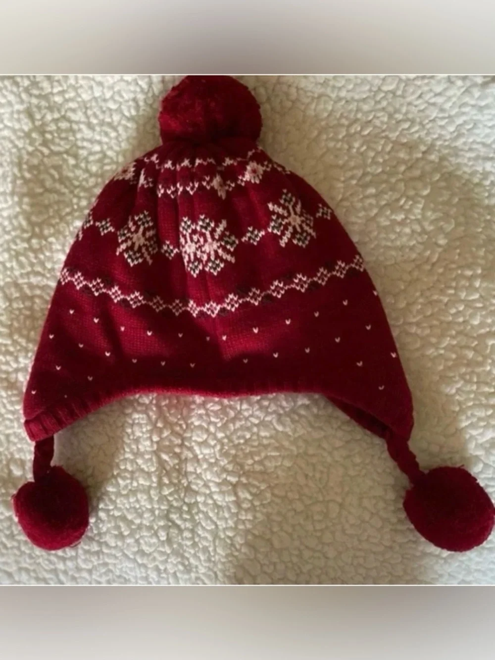 Gymboree Fair Isle Print Red Fleece Lined Hat EUC Girls - Picture 2 of 8